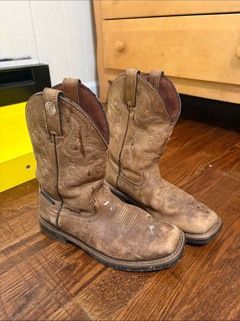 Women Justin Brown Leather Western Work Boots